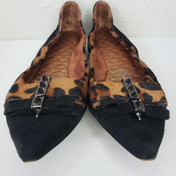 Sam Edelman Black and Animal Print Flats - Picture 2 of 13